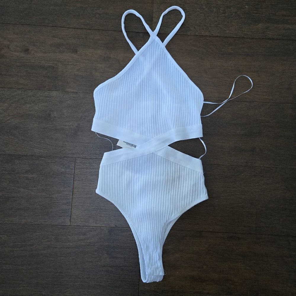 New Zara Ribbed Cutout bodysuit size S